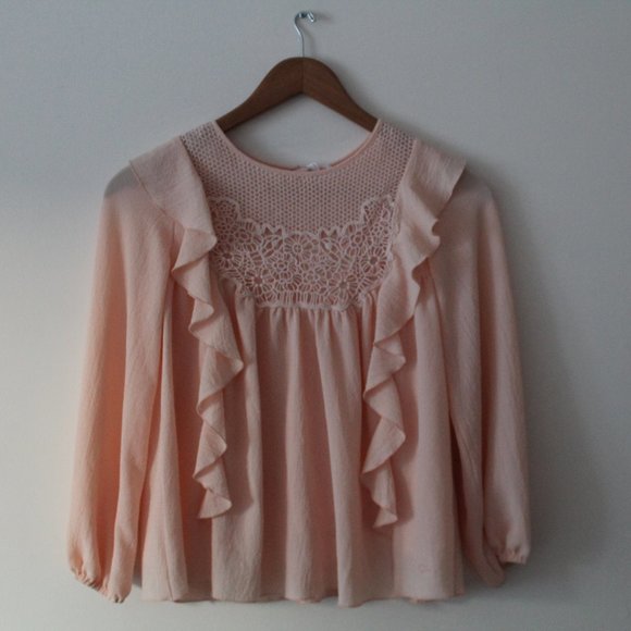 Chloe Girl's Kid's Frill Blouse Size 10Y Light Pink - Picture 2 of 8